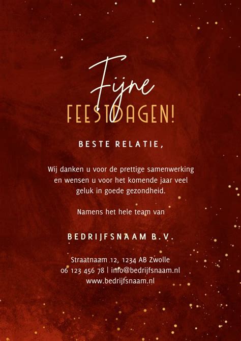 Zakelijke Kerstkaart Rood Goudlook Met Kaartje Go