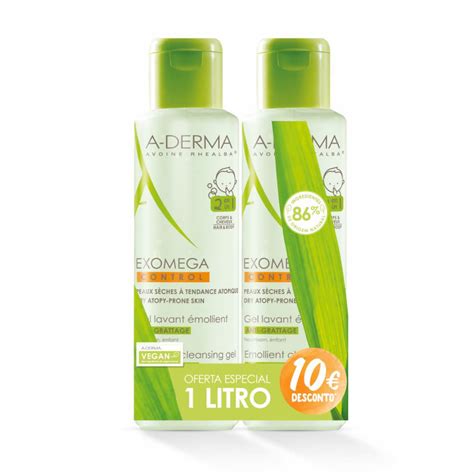 A Derma Exomega Control Duo Gel Para Corpo E Cabelo 2 X 500 ML