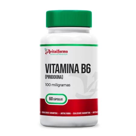 Vitamina B6 piridoxina 100mg 100 Cápsulas Avitalfarma Farmácia