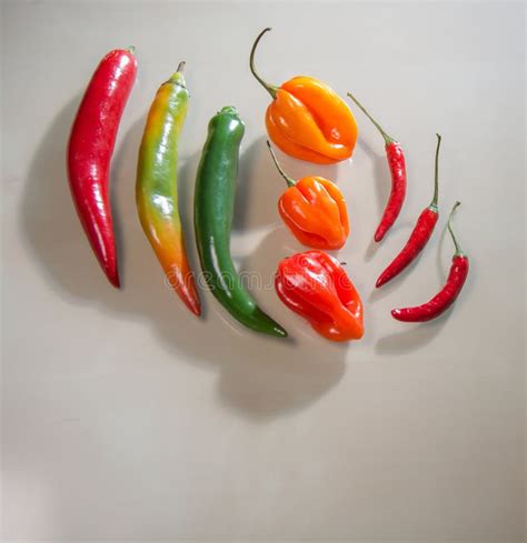 Chilli Pepper, Different Types and Colors, with Copy-space and White ...