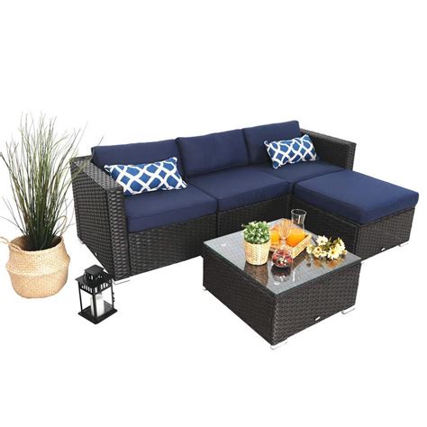 Best Outdoor Sectional Sofa Set Rattan Wicker Patio Navy Your House