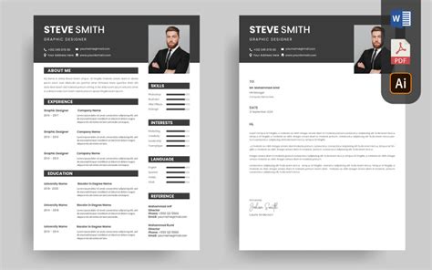 Modern CV Resume Template Cover Letter Design