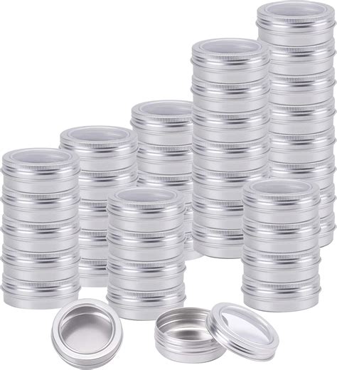 Foraineam 30 Pack 4 Oz Round Tins Screw Top Tin Cans With Clear Window