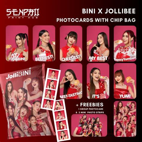 bini  jollibee jollibini photocards  chip bag   mini