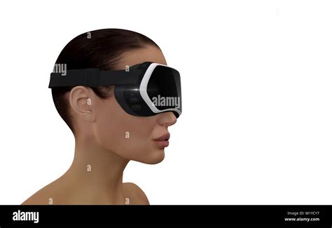 D Illustration Of A Woman Wearing A Virtual Reality Head Mounted