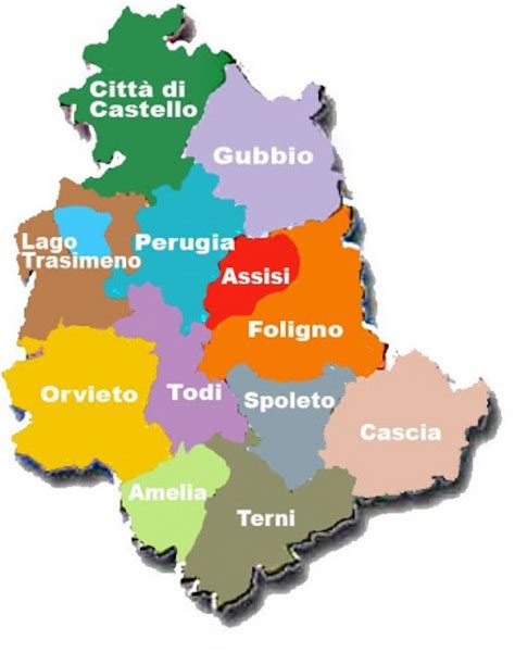 La cartina dell Umbria La mappa dei luoghi più belli e importanti