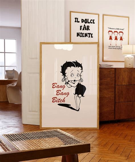 Trendy Betty Boop Poster, Vintage Cartoon Character Art, Retro Girly Bar Cart, Red Wall Art ...