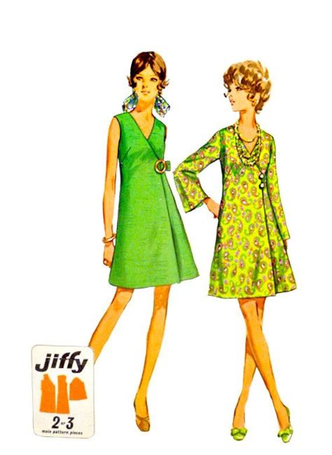 Vintage 60s Jiffy A Line Wrap Dress Pattern V Neckline Sleeve Etsy