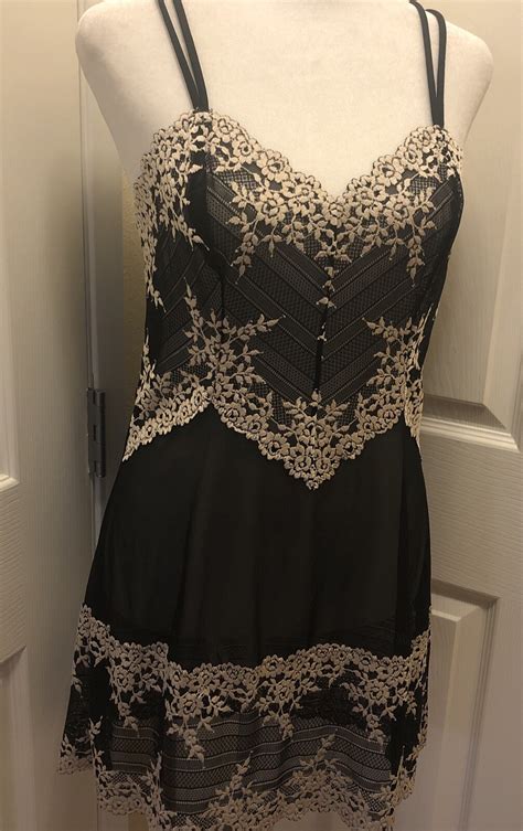 Wacoal Medium Black Lace Sheer Chemise Slip Lingerie Short Ebay