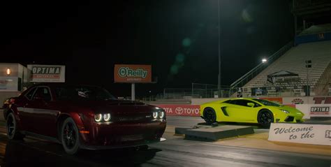 Tuned Dodge Demon Takes On Lamborghini On The Quarter Mile