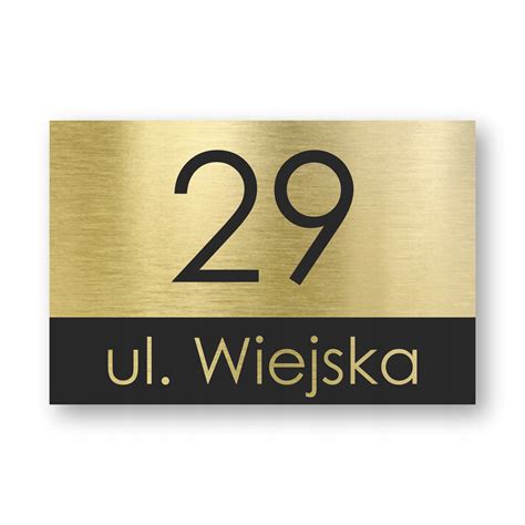 Tabliczka Adresowa Numer domu Złota 30x20cm druk UV Tablica dibond