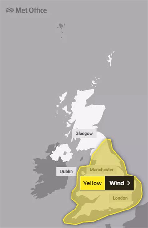 london weather met office issues yellow weather warning  winds set