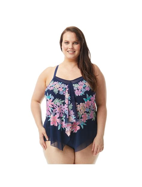 Beach House Plus Size Kerry Mesh Layer Underwire Tankini Top Fresh Take