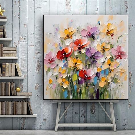 Impressionism Abstract Palette Knife Flowers Wall Art Hand Painted D