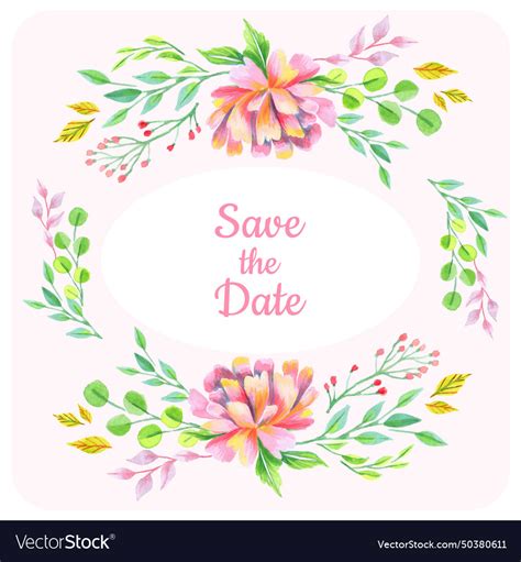 Save the date floral background Royalty Free Vector Image