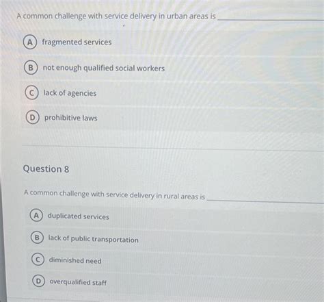 Solved A Common Challenge With Service Delivery In Urban Chegg