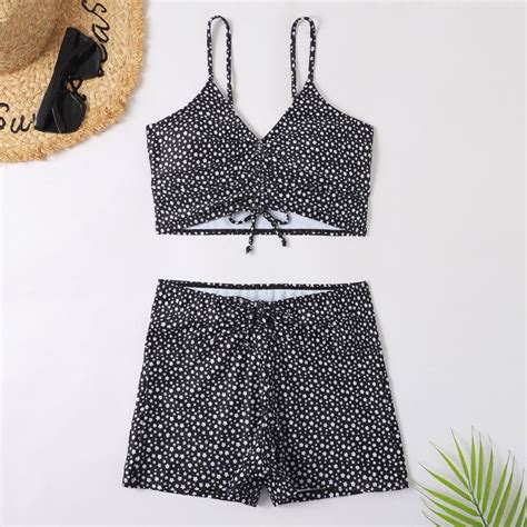 Tejiojio Summer Bikini For Women Fashion Casual Women S Conservative Flat Angle Pleat Swimsuit