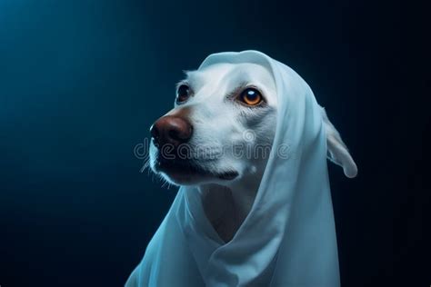 Lovely Disguised Halloween Dog Wearing Ghost Costume Stock Photo ...