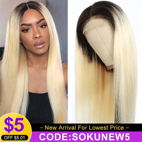 T1b 613 Ombre Blonde Lace Front Human Hair Wigs For Women Brazilian