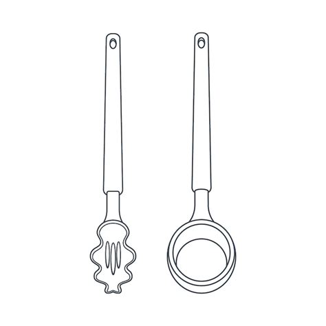 Premium Vector Dishes A Set Of Kitchen A Large Wooden Spoon With