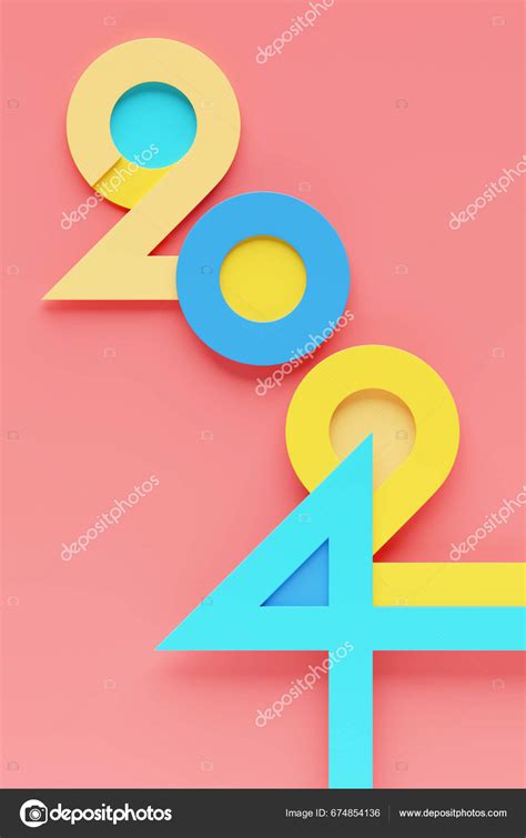 Kalender Header Nummer 2024 Roze Achtergrond Gelukkig Nieuwjaar 2024