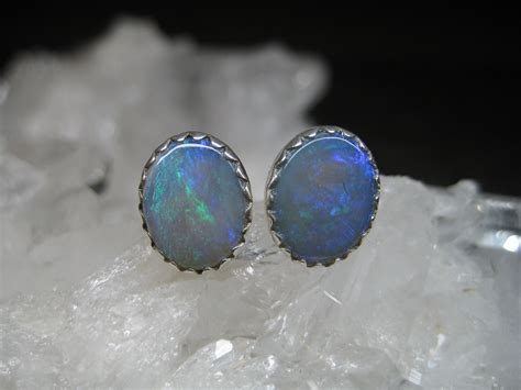 Crystal Opal Earring Genuine Opal Australian Opals Green Blue Opal