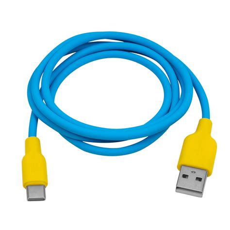 Блакитний силіконовий кабель USB Type A – Type C