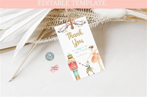 Editable Nutcracker Birthday Thank You Tag Sugar Plum Fairy Birthday