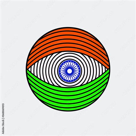 India Symbol In Eyes Shapes With Ashok Chakra Vector Graphic Logo