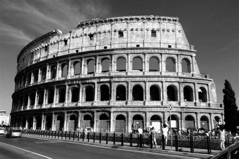 Colosseum Of Rome Italy Black And White Photo Virily