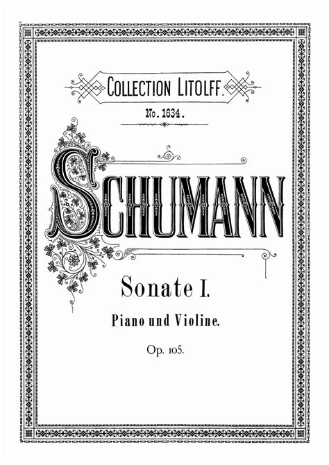 Schumann Robert Violin Sonata No Op Vln Pno