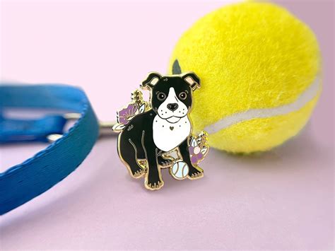 Black White Pit Bull Enamel Pin Enamel Pin Pit Bull Dog Etsy