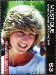 Stamp Princess Diana Grenadines Of St Vincent Mustique Princess