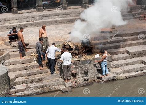 Cremation Ceremony At Pashupatinath Temple Nepal Kathmandu Editorial