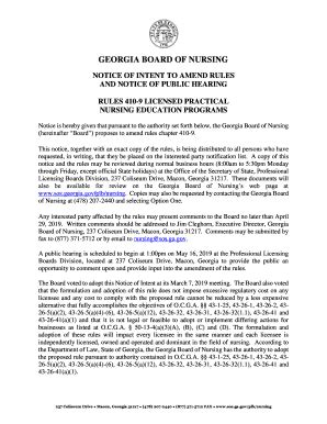 Fillable Online Sos Ga NOTICE OF INTENT TO AMEND RULE OF THE GEORGIA