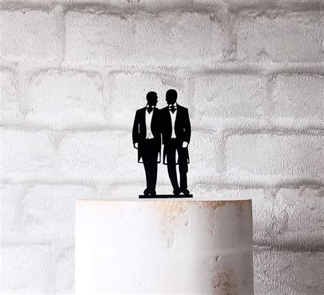 Grooms Silhouette Wedding Cake Topper Mr Mr Cake Topper Gay Wedding Lgbt Male Couple