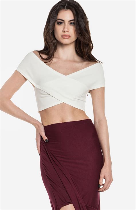 Crisscross Wrap Crop Top In Ivory DAILYLOOK