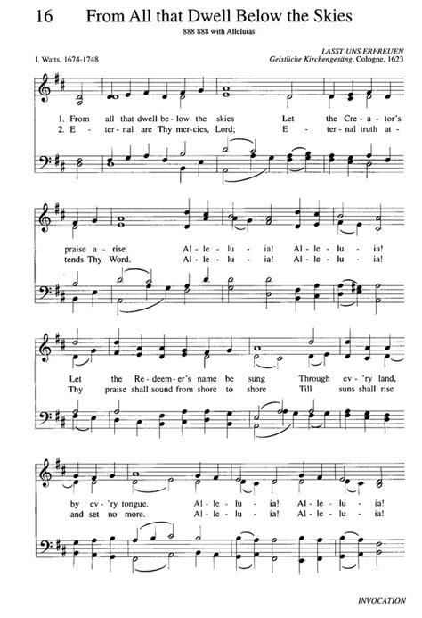 Evangelical Lutheran Hymnary 16 From All That Dwell Below The Skies