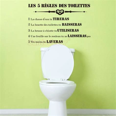 Les Regles Des Toilettes Stickers Boutique Porte Papier Toilette