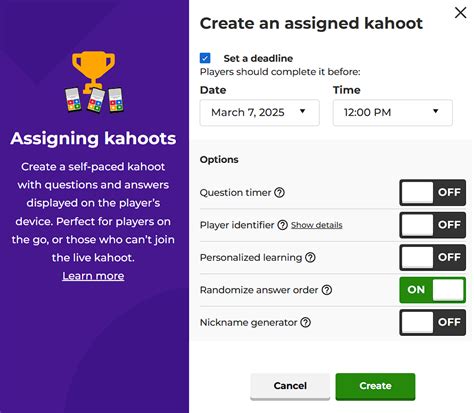 randomize order  questions feature   assigned kahoot kahoot