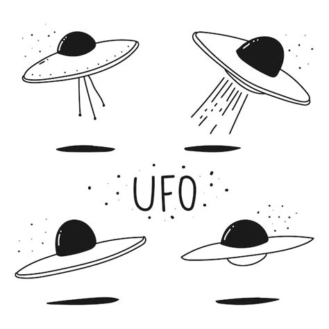 Premium Vector Ufo Doodle Hand Drawn Set Isolated