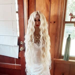 Long Blonde Wavy Lace Front Wig Etsy