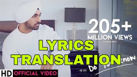 Do You Know Lyrics Meaning/Translation in Hindi – Diljit Dosanjh ...