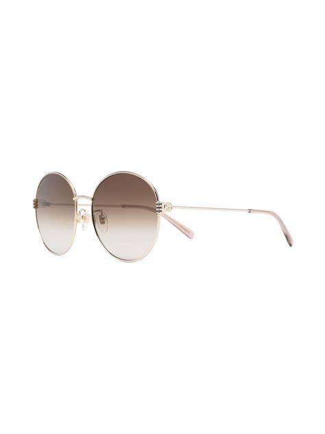 Gucci Eyewear Metallic Round Frame Sunglasses Gold Farfetch