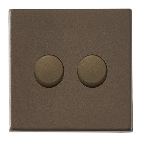 Hamilton Hartland G2 Richmond Bronze 2 Gang 100w 2 Way Push Onoff Rotary Switching Led Dimmer