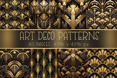 Black Gold Art Deco Pattern Printable Digital Papers Worksheets Library