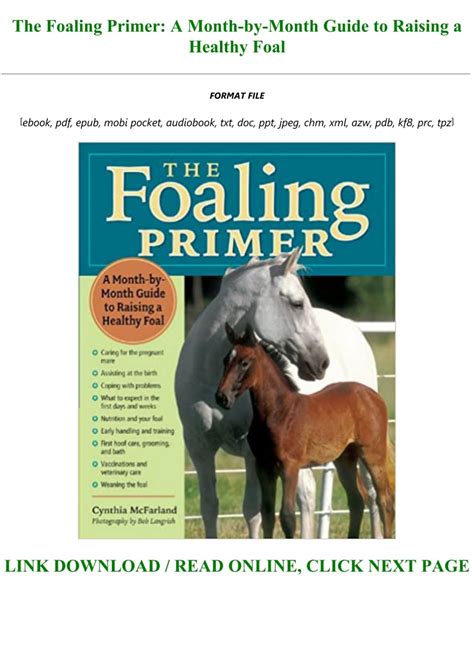 The Foaling Primer A Step By Step Guide To Raising A Healthy Foal By Cynthia Mcfarland Nov 3 2005
