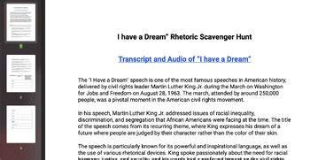 I Have a Dream Rhetorical Devices Scavenger Hunt PDF by PunkTeachersUnited