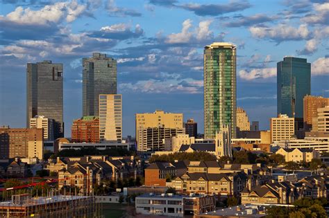 Cityscape Of Fort Worth Texas In Early Evening Light Calvary