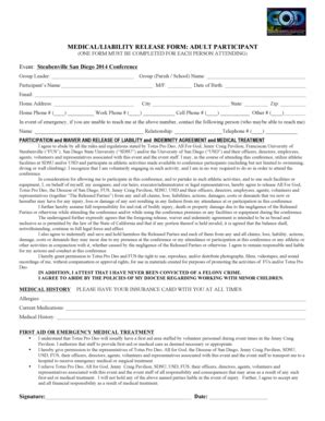 Fillable Online SSD 2014 Adult Release Form All For God Fax Email